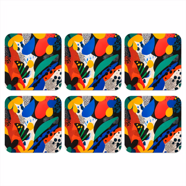 Abstract - Planten - Vormen - Kleurrijk onderzetter kurk middel -3d