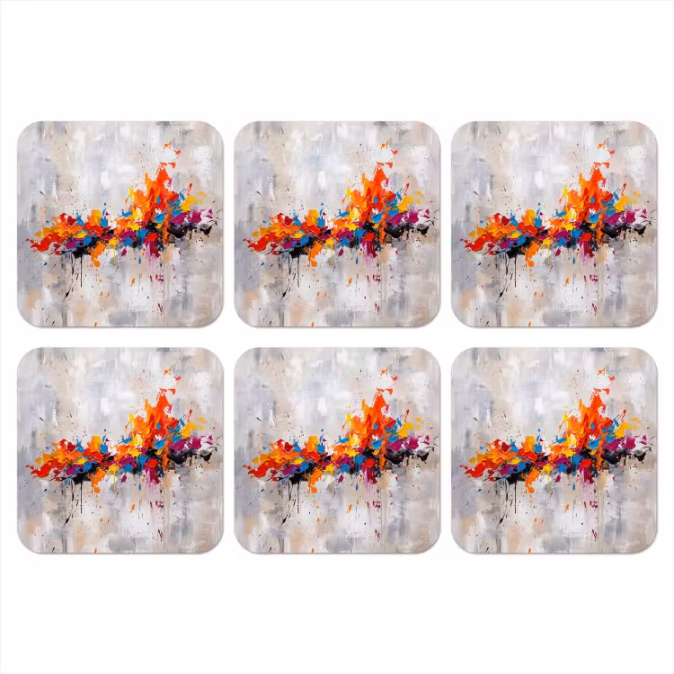Abstract - Schilderij - Kleurrijk - Dynamisch onderzetter kurk middel -3d