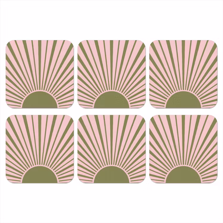 Abstract - Stralen - Grafisch - Roze - Groen onderzetter kurk middel -3d