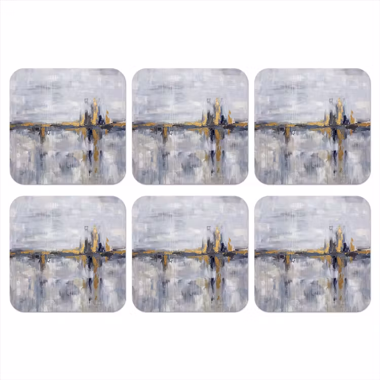 Abstract - Structuur - Goud - Grijs - Modern onderzetter kurk middel -3d