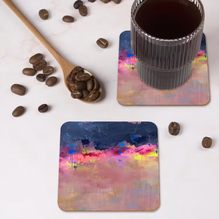 Abstract - Textuur - Kleuren - Modern - Roze onderzetter kurk middel -sfeer2