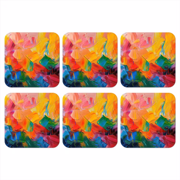 Abstract - Verflook - Modern - Kleurrijk onderzetter kurk middel -3d