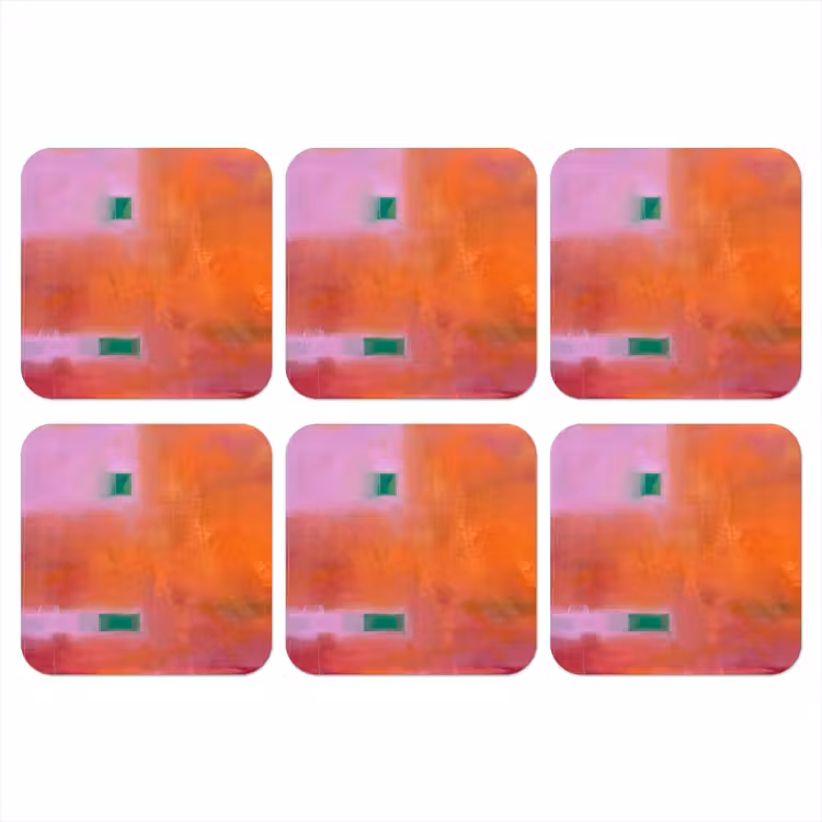 Abstract - Vlakken - Kunst - Modern - Oranje onderzetter kurk middel -3d