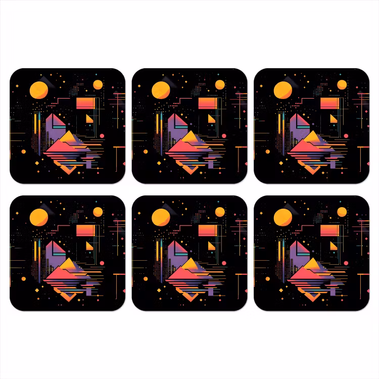 Abstract - Vormen - Lijnen - Kleurrijk onderzetter kurk middel -3d