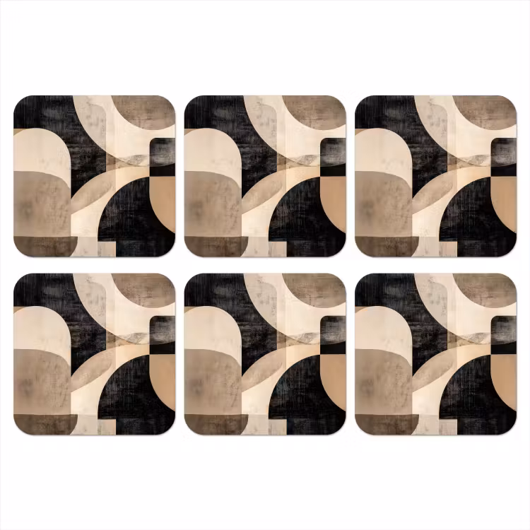 Abstract - Vormen - Modern - Beige onderzetter kurk middel -3d