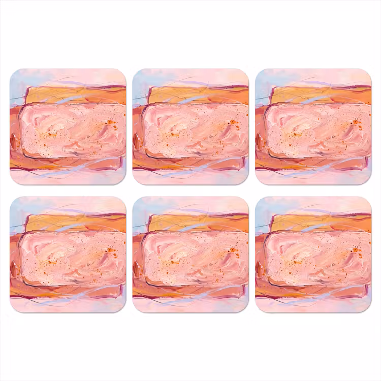 Abstract - Vormen - Modern - Roze onderzetter kurk middel -3d