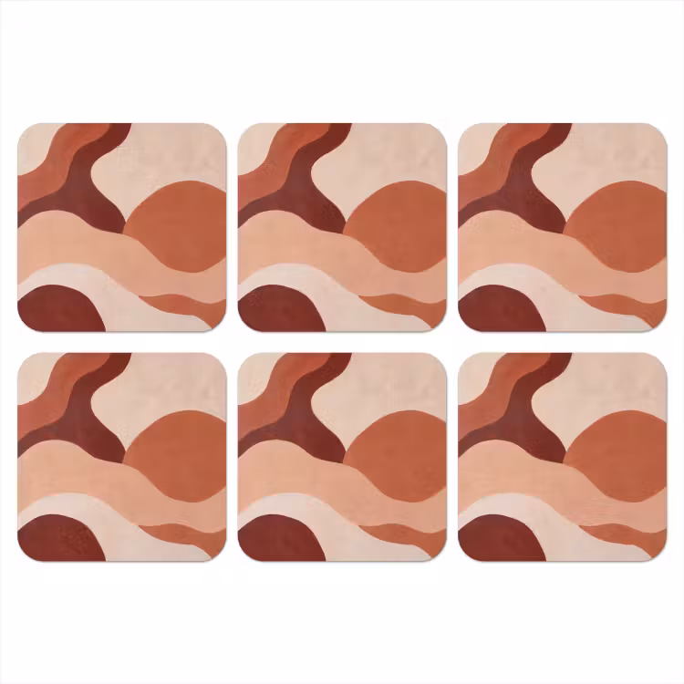Abstract - Vormen - Organisch - Aardetinten - Modern onderzetter kurk middel -3d
