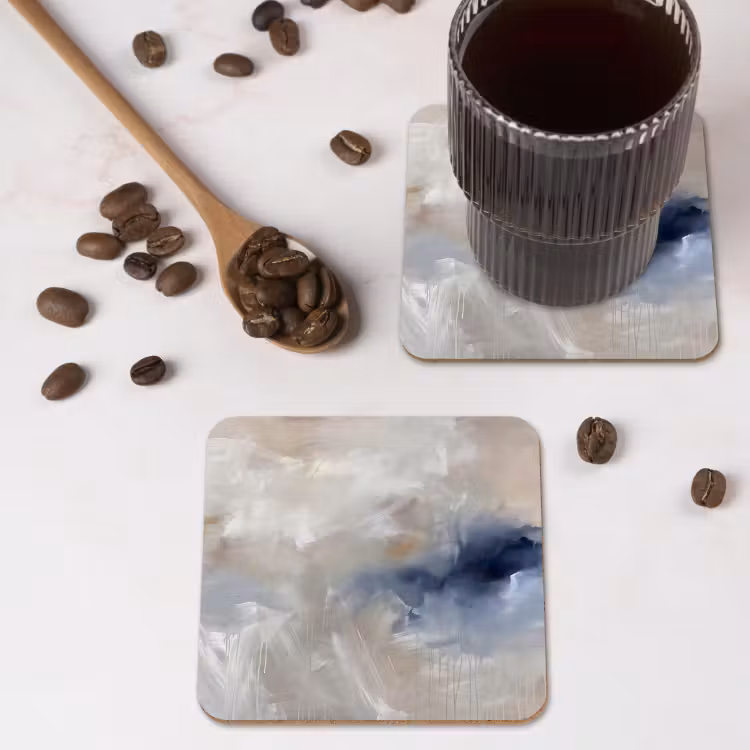 Abstract - Wolken - Sfeer - Modern - Beige onderzetter kurk middel -sfeer2