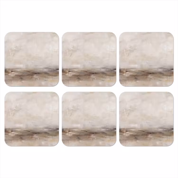 Abstrakt - Landschap - Modern - Beige - Kunst onderzetter kurk middel -3d
