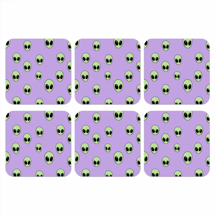 Alien - Retro - Lila onderzetter kurk middel 366 -3d
