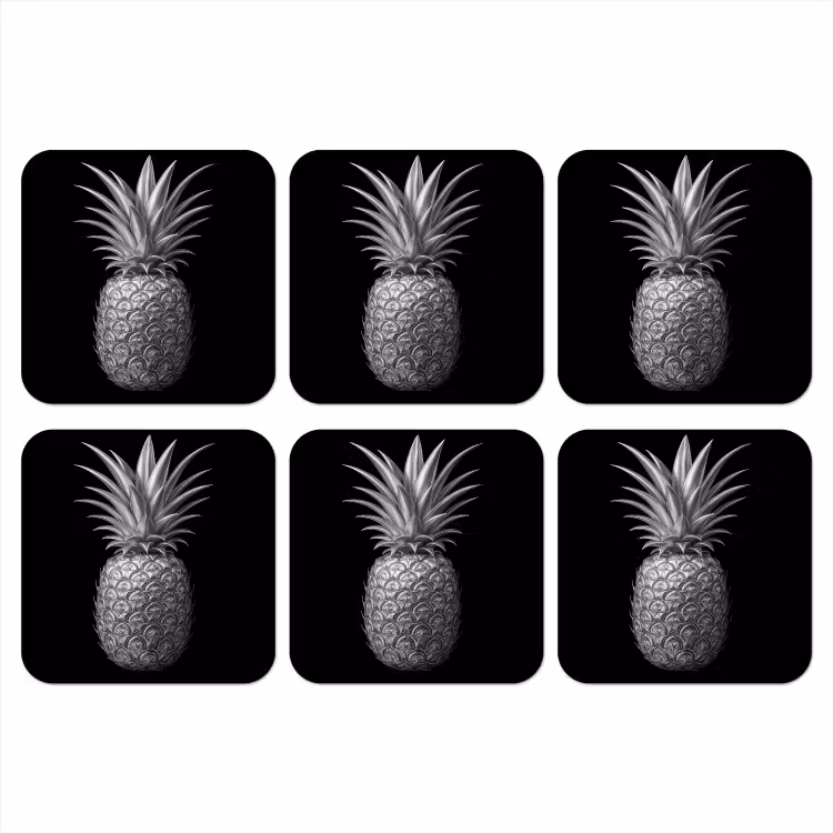 Ananas - Gedetailleerd - Bladeren onderzetter kurk middel -3d