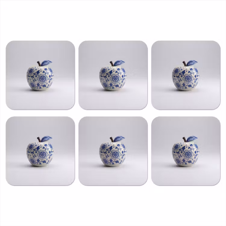 Appel - Blauw - Klassiek onderzetter kurk middel -3d