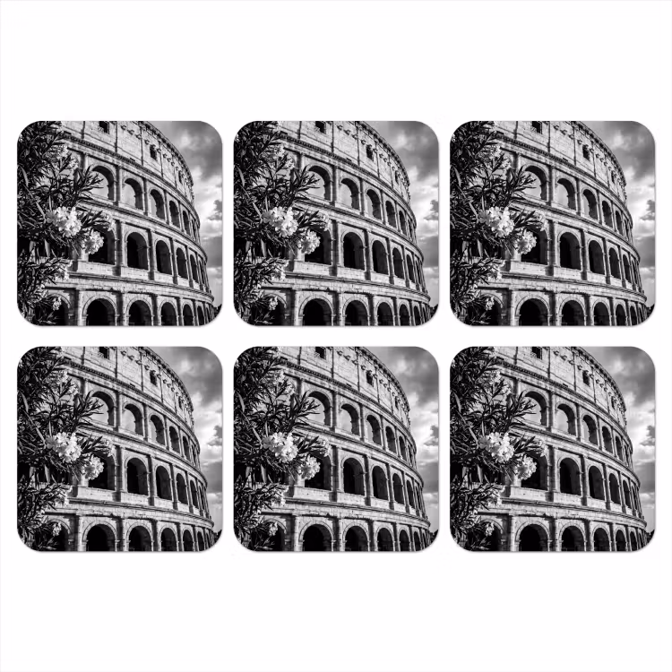 Architectuur - Colosseum - Rome - Historisch - Zwart-wit onderzetter kurk middel -3d