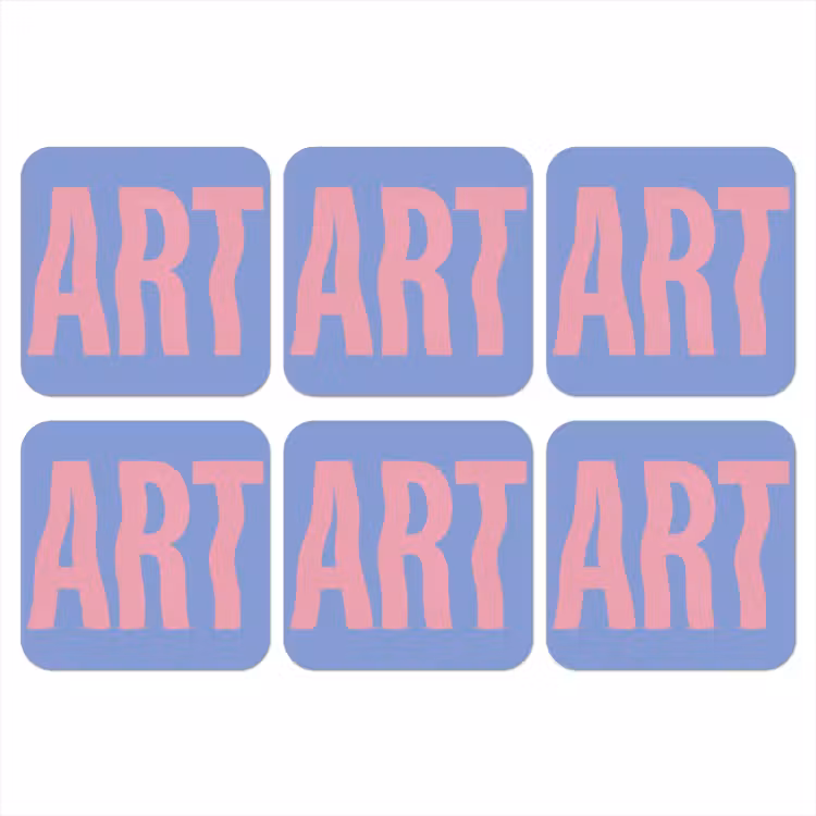 Art - Roze - Blauw onderzetter kurk middel -3d
