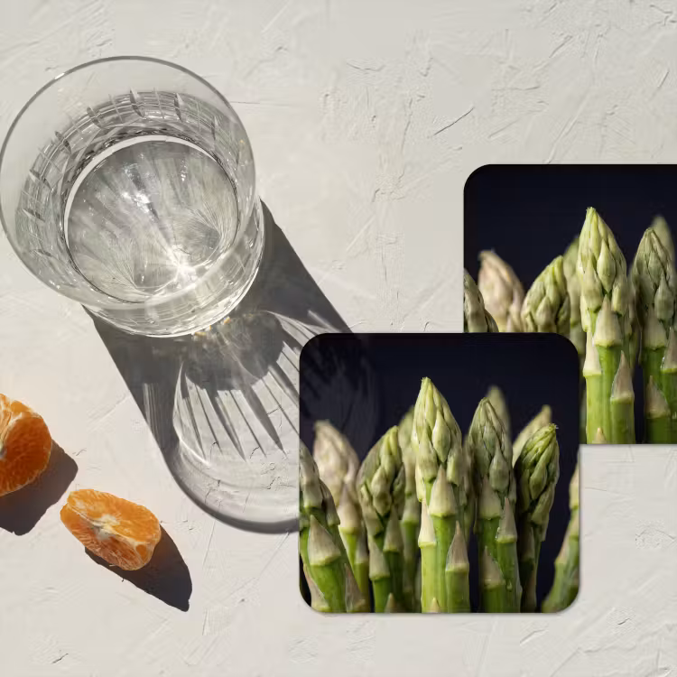 Asperges - Groen - Zwart onderzetter kurk middel -sfeer4