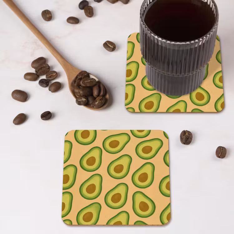 Avocado - Patroon - Groen - Pit onderzetter kurk middel -sfeer2
