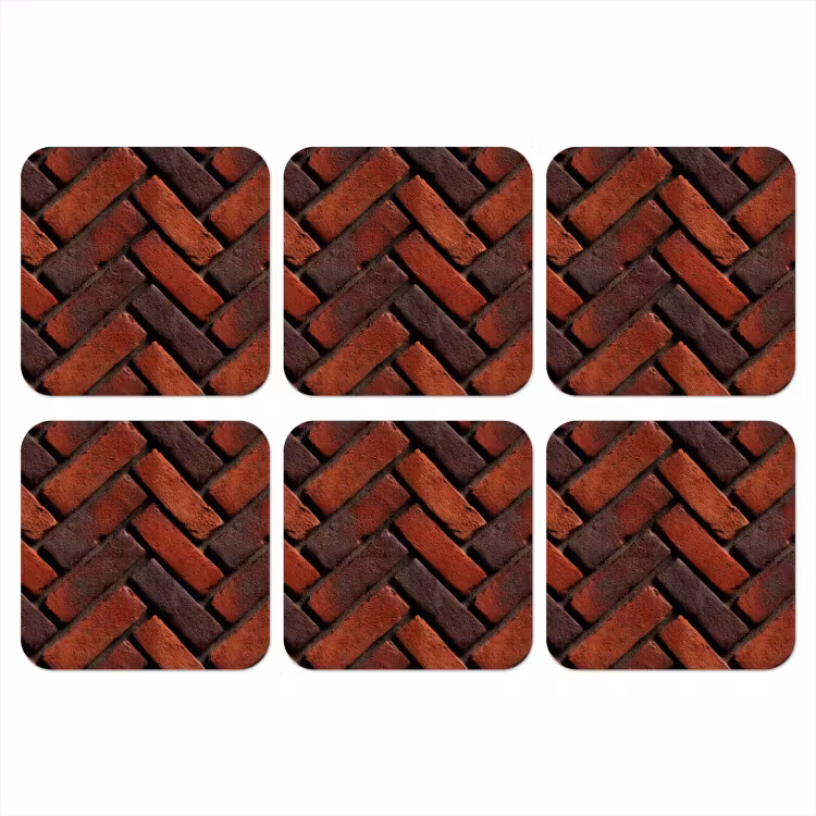 Bakstenen - Visgraat - Structuur - Roodbruin onderzetter kurk middel 366 -3d