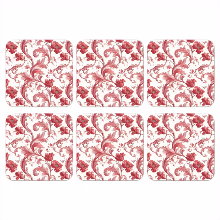 Barok - Patroon - Rood onderzetter kurk middel 366 -3d