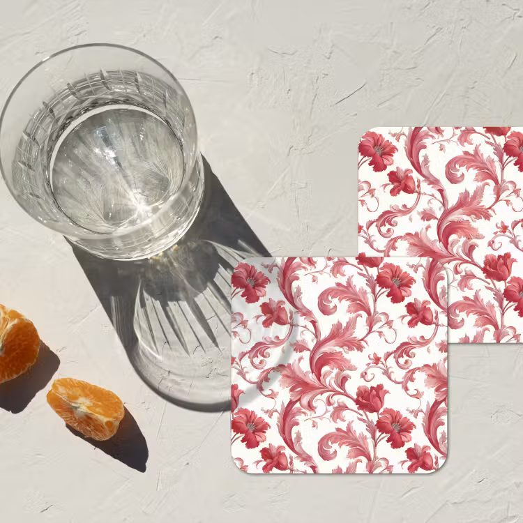 Barok - Patroon - Rood onderzetter kurk middel 366 -sfeer4