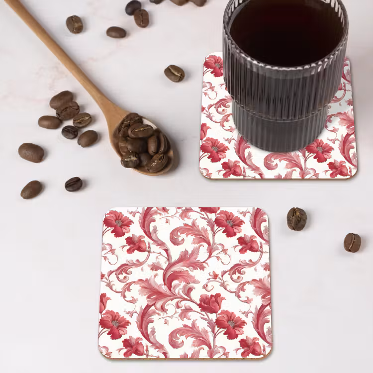 Barok - Patroon - Rood onderzetter kurk middel 366 -sfeer2