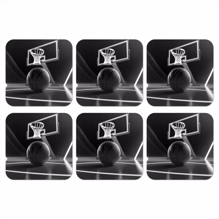 Basketbal - Basketbalveld - Lichtlijnen onderzetter kurk middel -3d