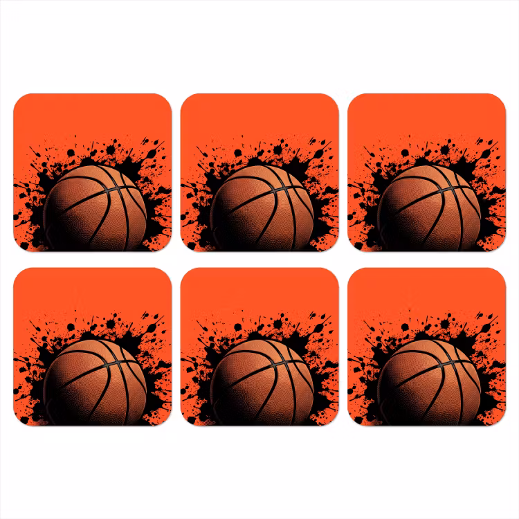 Basketbal - Verf - Sport - Oranje onderzetter kurk middel -3d