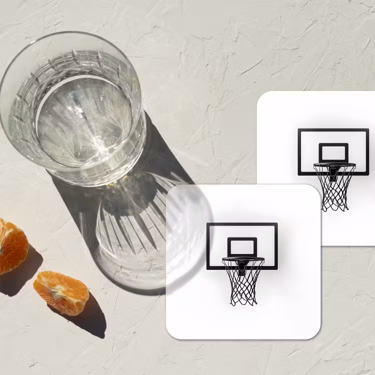 Basketbalbord - Minimalistisch - Zwart onderzetter kurk middel -sfeer4