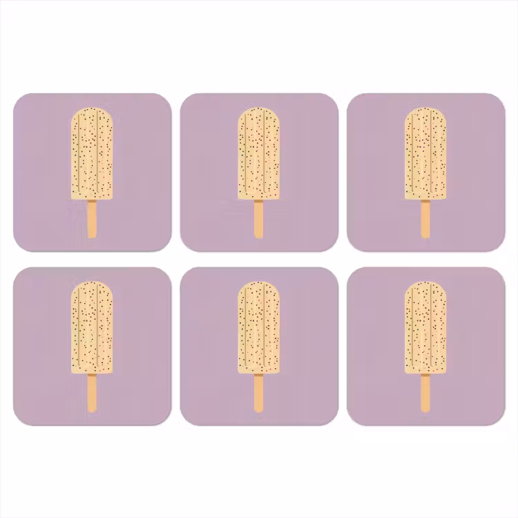 Beige - Ijsje - Spikkels onderzetter kurk middel -3d