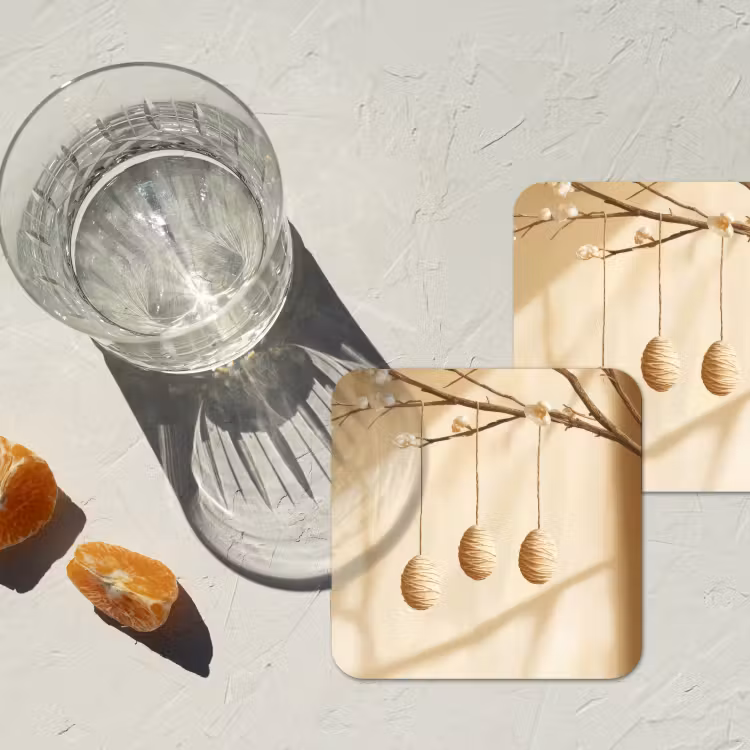 Beige - Paastak - Eieren onderzetter kurk middel -sfeer4