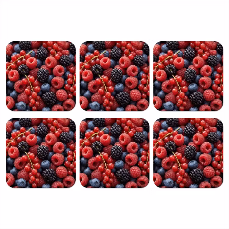 Bessen - Mix - Vers - Eten - Kleurrijk onderzetter kurk middel -3d