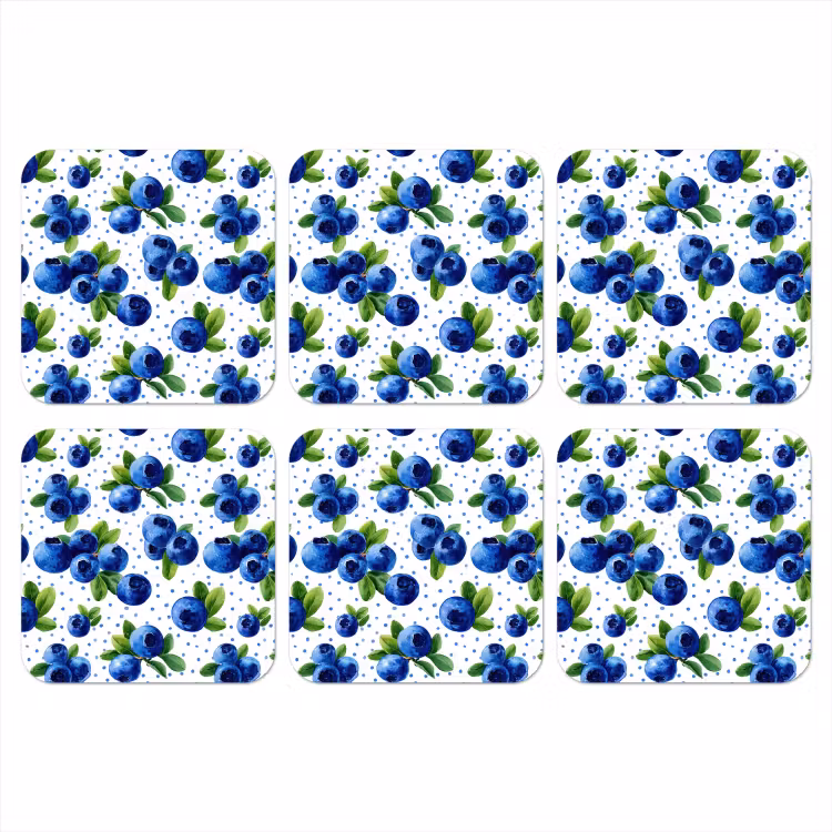 Bessen - Patroon - Blauw onderzetter kurk middel 366 -3d