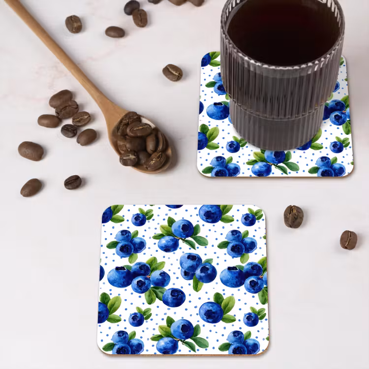 Bessen - Patroon - Blauw onderzetter kurk middel 366 -sfeer2