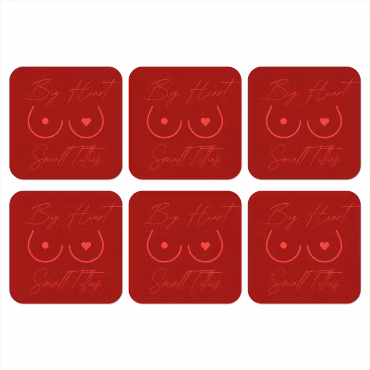 big heart small titties - Hart - Rood onderzetter kurk middel -3d
