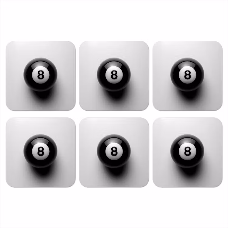 Biljartbal - Getal - Acht - Wit onderzetter kurk middel -3d