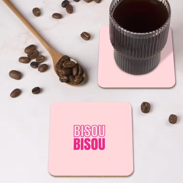 Bisou - Roze - Minimalistisch onderzetter kurk middel -sfeer2
