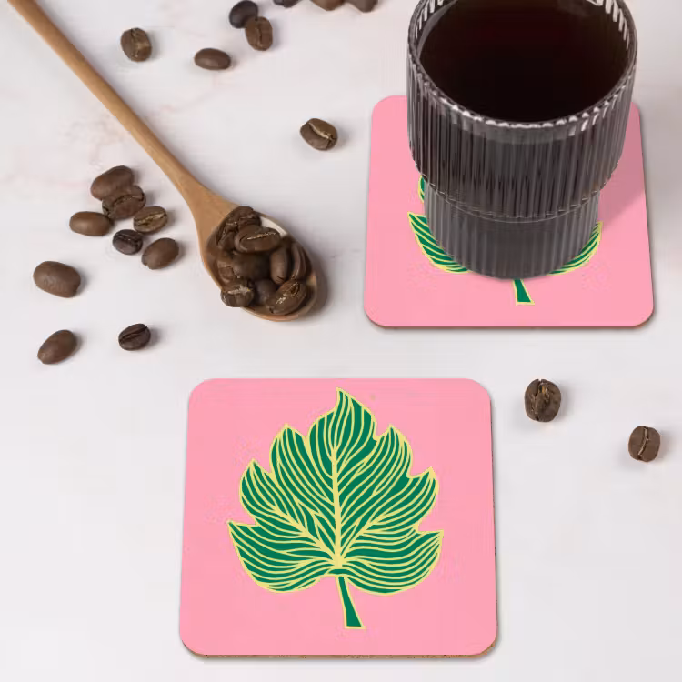Blad - Groen - Illustratie - Minimalistisch onderzetter kurk middel -sfeer2