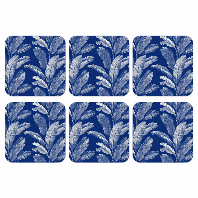 Blad - Palm - Blauw onderzetter kurk middel 366 -3d