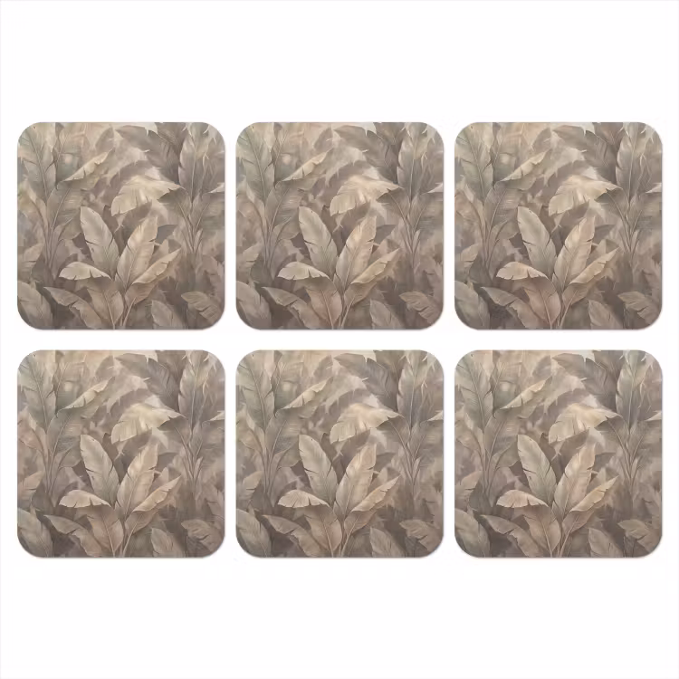 Bladeren - Tropisch - Natuur - Modern - Beige onderzetter kurk middel -3d
