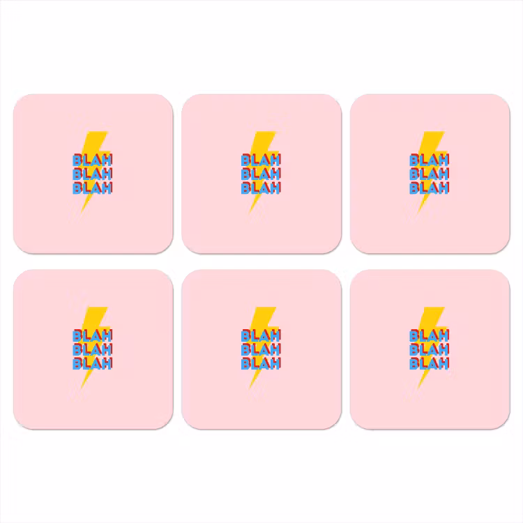Blah - Bliksem - Roze onderzetter kurk middel -3d