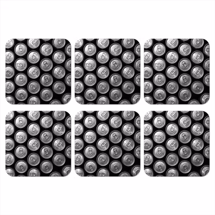 Blikjes - Aluminium - Patroon - Industrieel - Zilver onderzetter kurk middel -3d