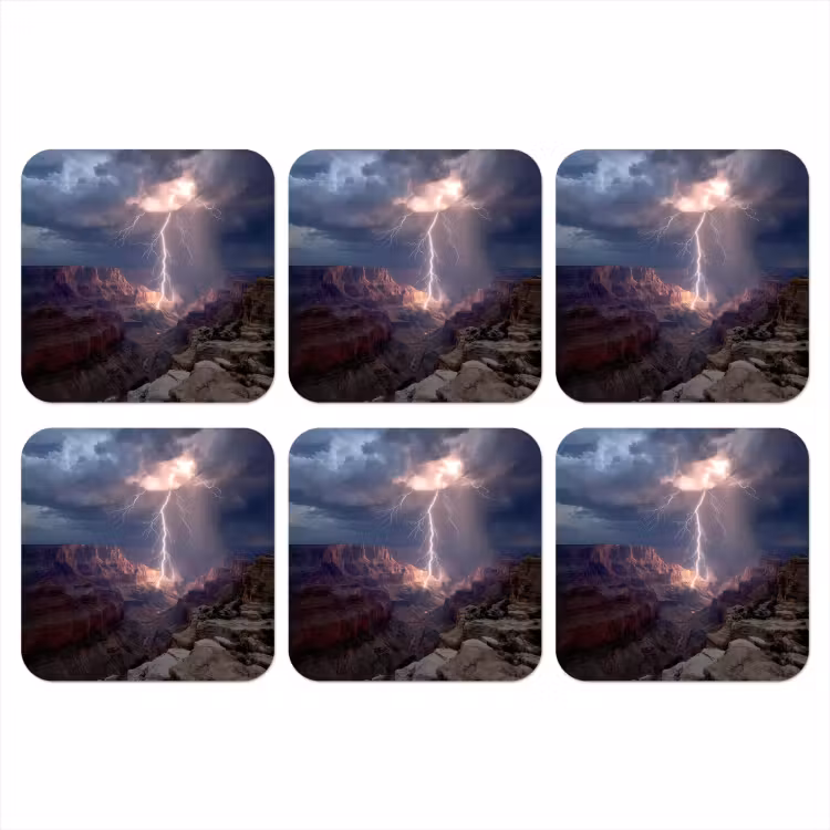 Bliksem - Wolken - Canyon onderzetter kurk middel -3d