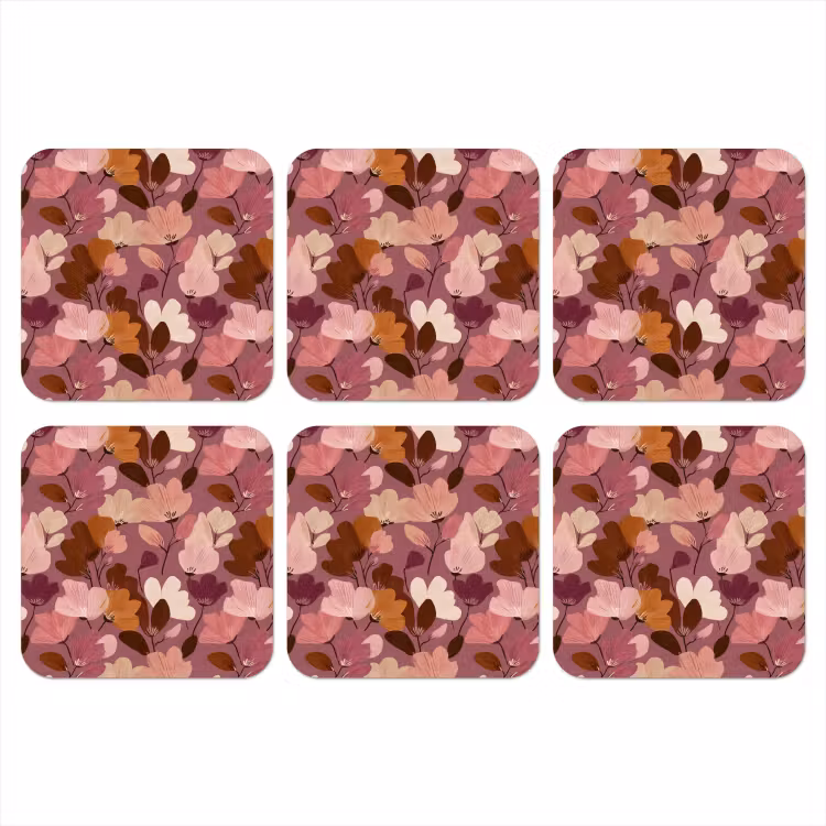 Bloem - Patroon - Roze onderzetter kurk middel 366 -3d