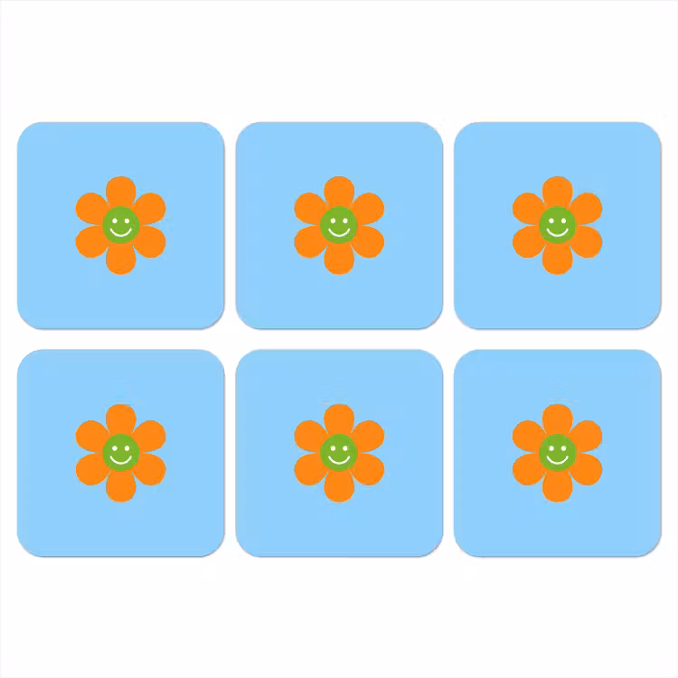 Bloem - Smiley - Kleurrijk onderzetter kurk middel -3d
