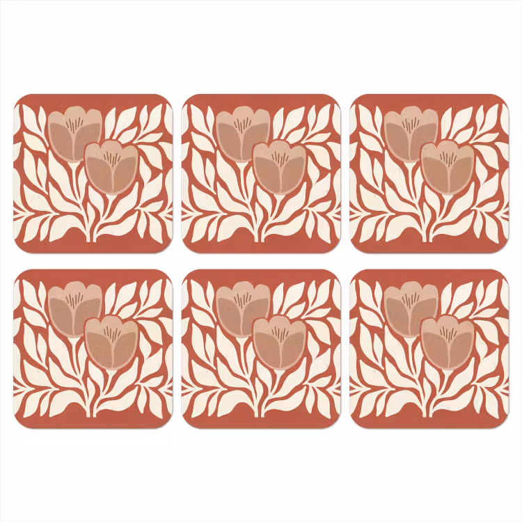 Bloemen - Abstract - Modern - Beige - Natuur onderzetter kurk middel -3d