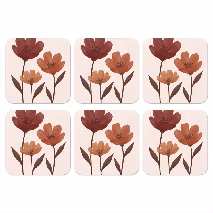 Bloemen - Abstract - Modern - Bruin - Decoratief onderzetter kurk middel -3d