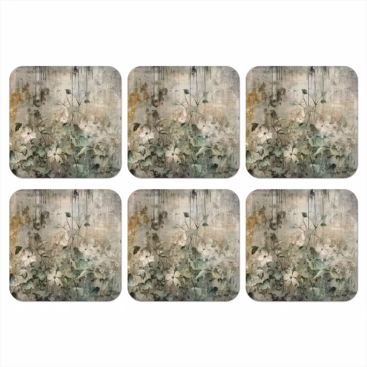 Bloemen - Bladeren - Abstract - Modern onderzetter kurk middel -3d