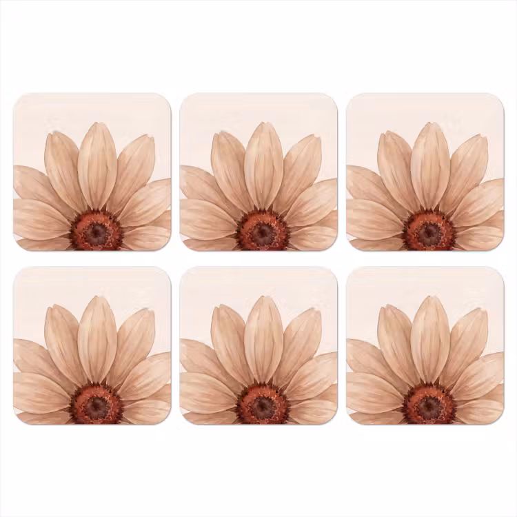 Bloemen - Bloemblad - Natuur - Aquarel - Beige onderzetter kurk middel -3d