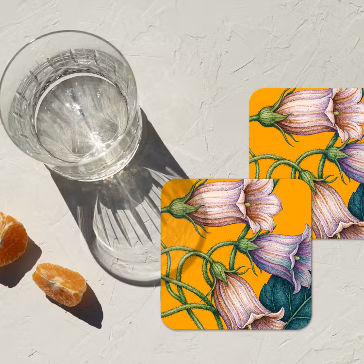 Onderzetter - Bloemen - Botanisch - Geel - Bloemen - Botanisch - Geel onderzetter kurk middel
