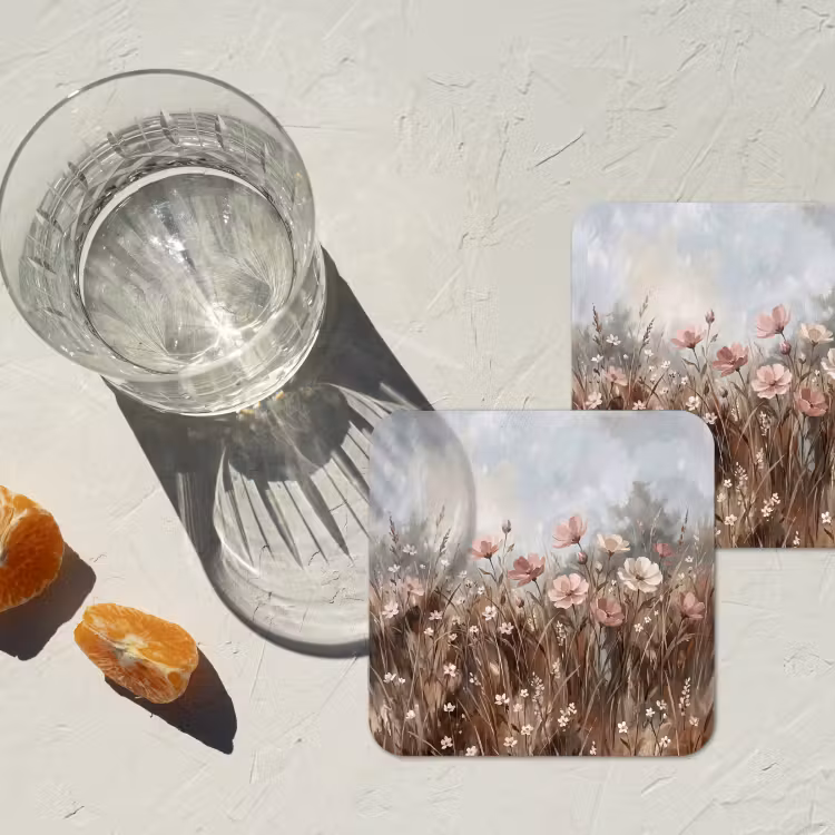 Bloemen - Botanisch - Schilderij - Pastel - Rustiek onderzetter kurk middel -sfeer4
