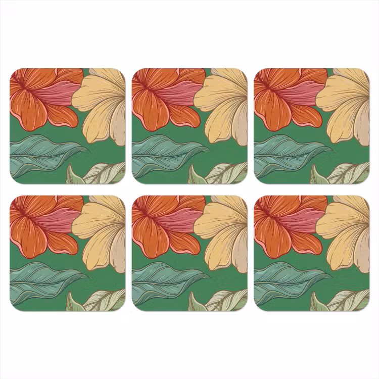Onderzetter - Bloemen - Groen - Illustratie — 1